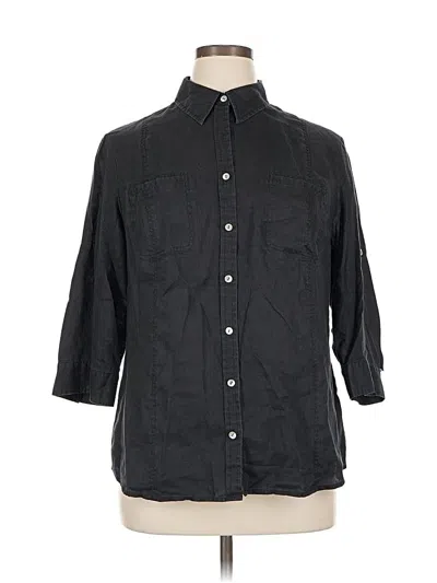 Pre-owned Charter Club 3/4 Sleeve Button Down Shirt In Black