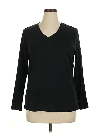 Pre-owned Isaac Mizrahi Live 3/4 Sleeve Top Black V-neck Tops