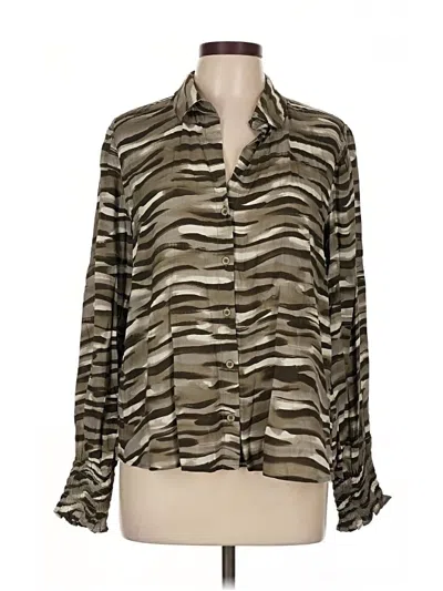 Pre-owned Cloth & Stone Long Sleeve Blouse In Green