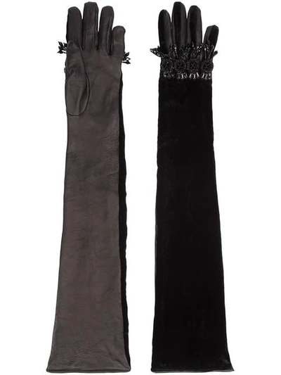 Dsquared2 Embellished Elbow Length Gloves In Black