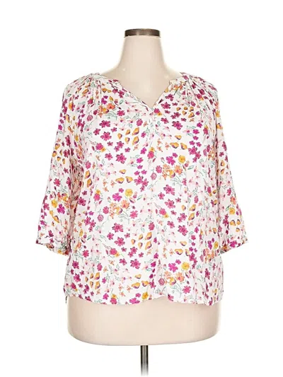 Pre-owned Jones New York 3/4 Sleeve Blouse In White