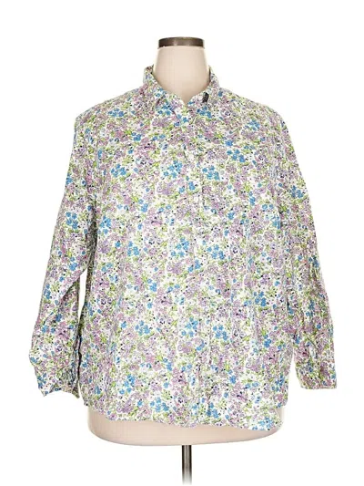 Pre-owned Lands' End Long Sleeve Button Down Shirt In White