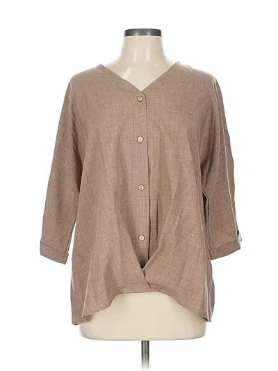 Pre-owned Unbranded 3/4 Sleeve Blouse In Brown