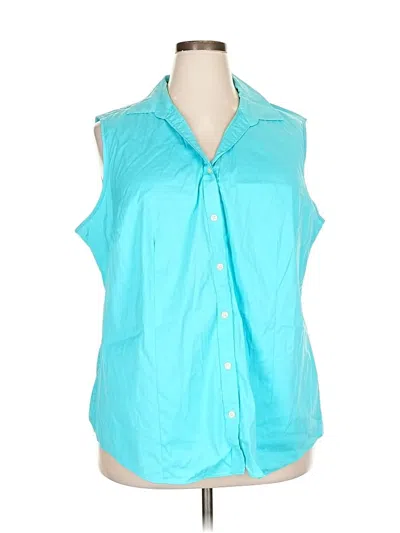 Pre-owned Charter Club Sleeveless Button Down Shirt In Blue
