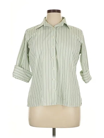 Pre-owned Lands' End 3/4 Sleeve Button Down Shirt In Green
