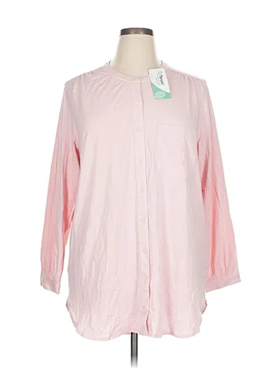 Pre-owned Lands' End 3/4 Sleeve Button Down Shirt In Pink