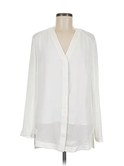 Pre-owned Dkny Long Sleeve Blouse In White