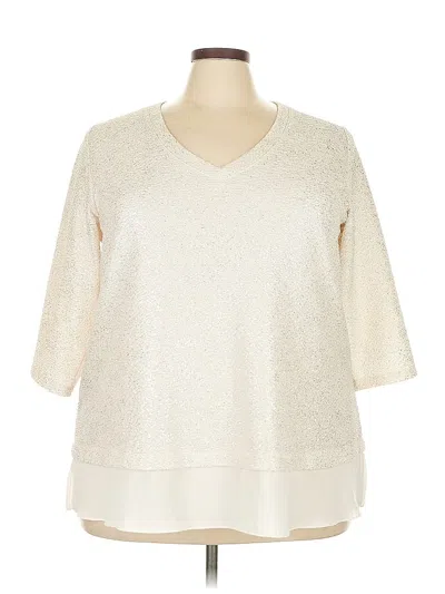 Pre-owned Karen Kane 3/4 Sleeve Blouse In White