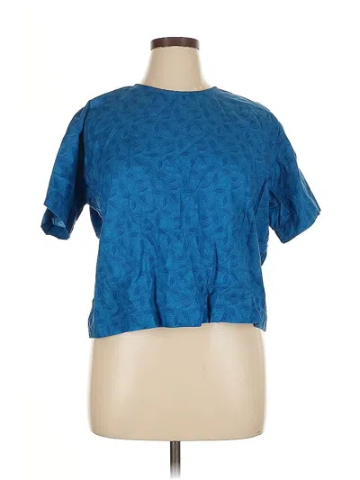 Pre-owned Tucker Short Sleeve Top Blue Square Neckline Tops