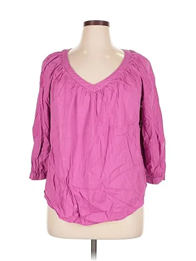 Pre-owned St. John's Bay 3/4 Sleeve Blouse In Purple