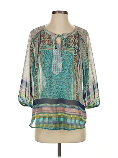 Pre-owned Fig And Flower 3/4 Sleeve Blouse In Blue