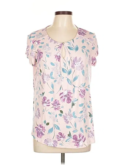 Pre-owned Roz & Ali Short Sleeve Blouse In Purple