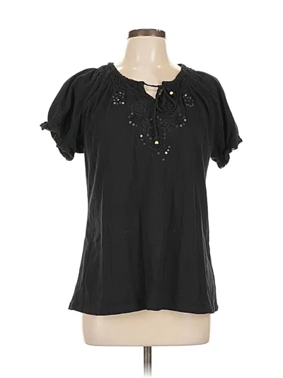 Pre-owned Charter Club Short Sleeve Blouse In Black