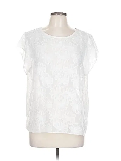 Pre-owned 14th & Union Short Sleeve Blouse In White