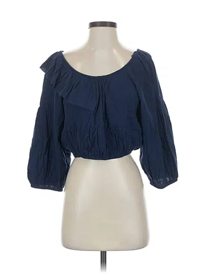 Pre-owned Apiece Apart 3/4 Sleeve Blouse In Blue