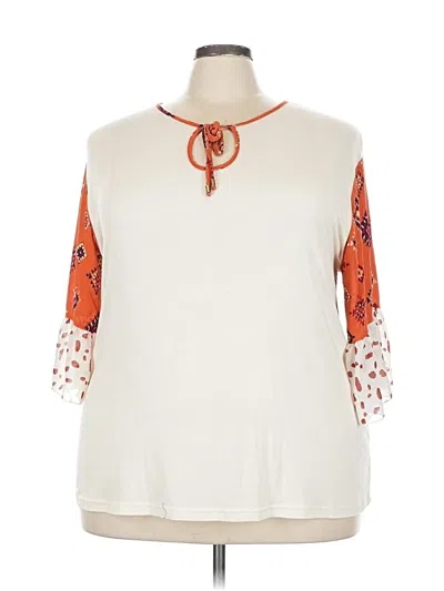 Pre-owned Grace & Emma 3/4 Sleeve Blouse In White
