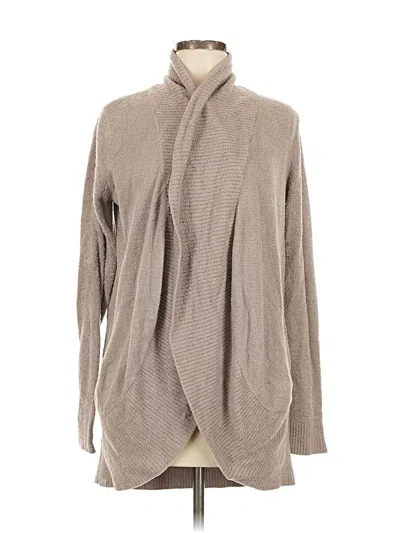 Pre-owned Barefoot Dreams Cozychic Lite Cardigan Sweater In Brown