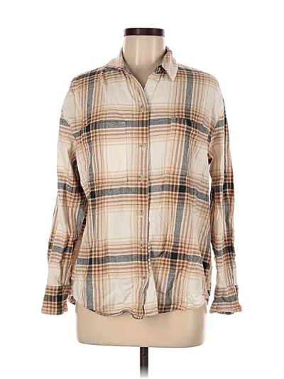 Pre-owned Old Navy Long Sleeve Button Down Shirt In Brown