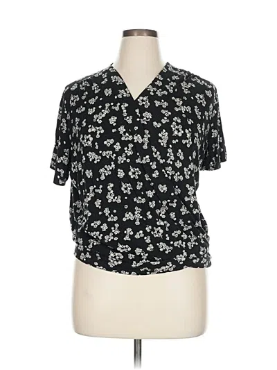 Pre-owned Lane Bryant Short Sleeve Blouse In Black