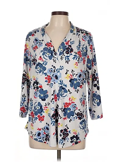 Pre-owned Charter Club 3/4 Sleeve Blouse In Blue