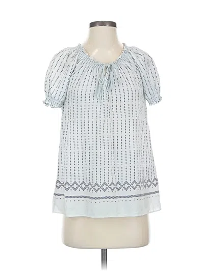 Pre-owned Joie Short Sleeve Silk Top Blue Keyhole Neckline Tops