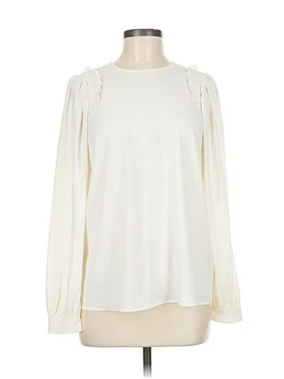 Pre-owned Lark & Ro Long Sleeve Blouse In White