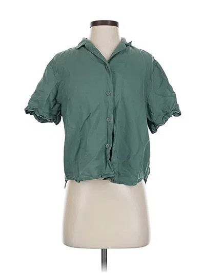 Pre-owned Uniqlo Short Sleeve Blouse In Green