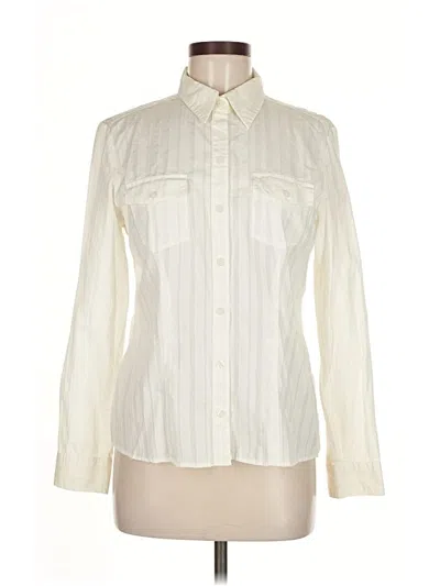 Pre-owned New York And Company Long Sleeve Button Down Shirt In White