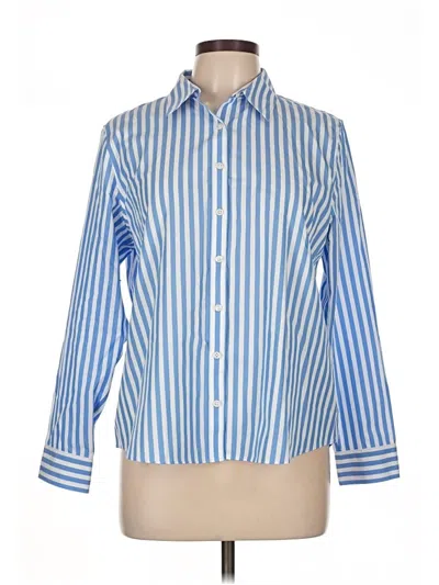 Pre-owned Lands' End Long Sleeve Button Down Shirt In Blue