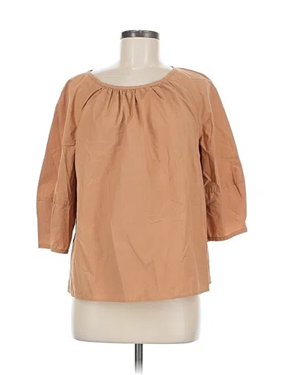 Pre-owned Everlane 3/4 Sleeve Blouse In Brown