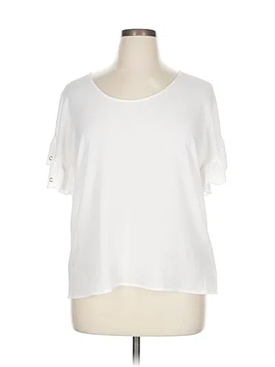 Pre-owned Michael Michael Kors Short Sleeve Top White Scoop Neck Tops
