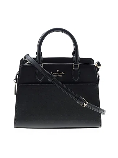 Kate Spade Staci Medium Black Saffiano Leather Crossbody Satchel Bag Handbag In Black