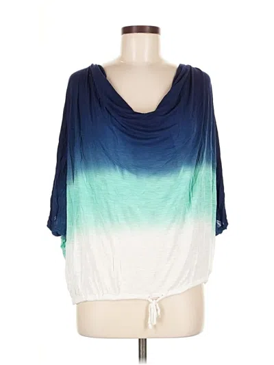 Pre-owned Young Fabulous & Broke 3/4 Sleeve Top Blue Cowl Neck Tops