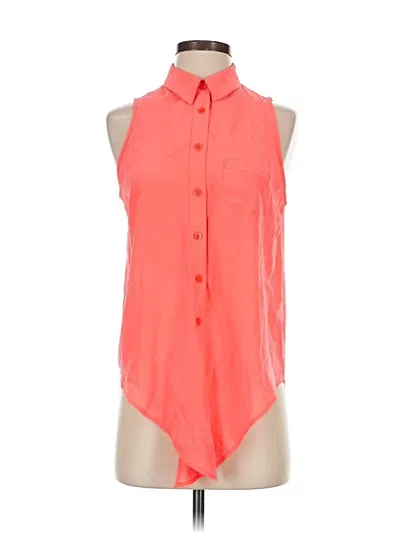 Pre-owned Equipment Sleeveless Silk Top Orange Halter Neckline Tops
