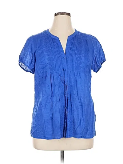 Pre-owned St. John's Bay Short Sleeve Blouse In Blue