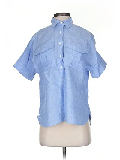 Pre-owned Baird Mcnutt For J.crew Short Sleeve Blouse In Blue