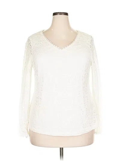 Pre-owned Agnes Orinda Long Sleeve Blouse In White