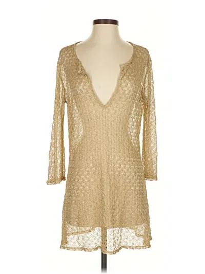 Pre-owned Elif For Jordan Taylor 3/4 Sleeve Blouse In Gold