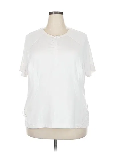 Pre-owned Athleta Short Sleeve Henley Shirt In White