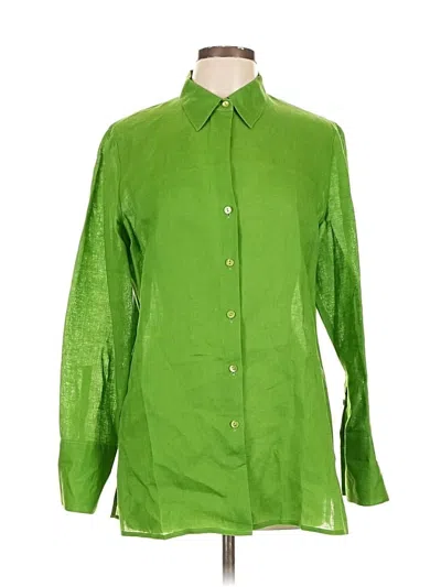 Pre-owned Ellen Tracy Long Sleeve Button Down Shirt In Green