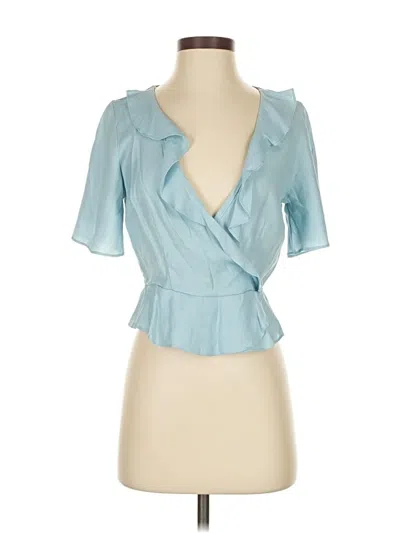 Pre-owned Sage The Label Short Sleeve Blouse In Blue