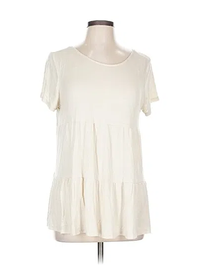Pre-owned Papermoon Short Sleeve Top Ivory Scoop Neck Tops In White