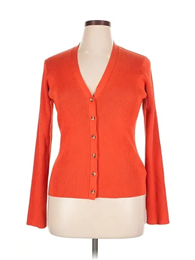 Pre-owned Karen Kane Cardigan Sweater In Orange