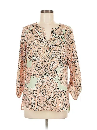 Pre-owned The Limited Outlet 3/4 Sleeve Blouse In Brown