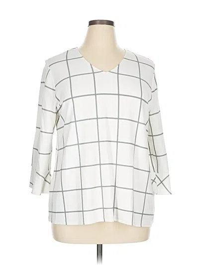 Pre-owned Chico's 3/4 Sleeve T-shirt In White