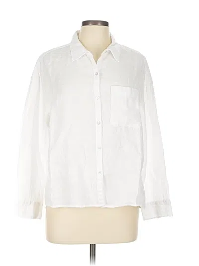 Pre-owned Nicole Miller Long Sleeve Button Down Shirt In White