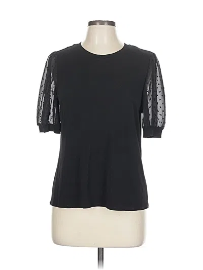 Pre-owned Cece Short Sleeve Top Black Crew Neck Tops