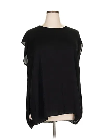 Pre-owned Sejour Short Sleeve Top Black Cold Shoulder Neckline Tops