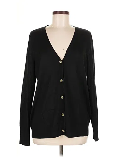 Pre-owned Saks Fifth Avenue Long Sleeve Silk Top Black Plunge Neckline Tops