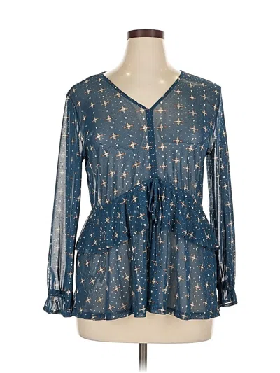 Style & Co Long Sleeve Blouse In Blue